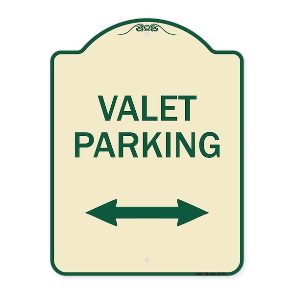 Signmission Valet Parking W/ Bidirectional Arrow Heavy-Gauge Aluminum Sign, 24" x 18", TG-1824-22751 A-DES-TG-1824-22751 - main